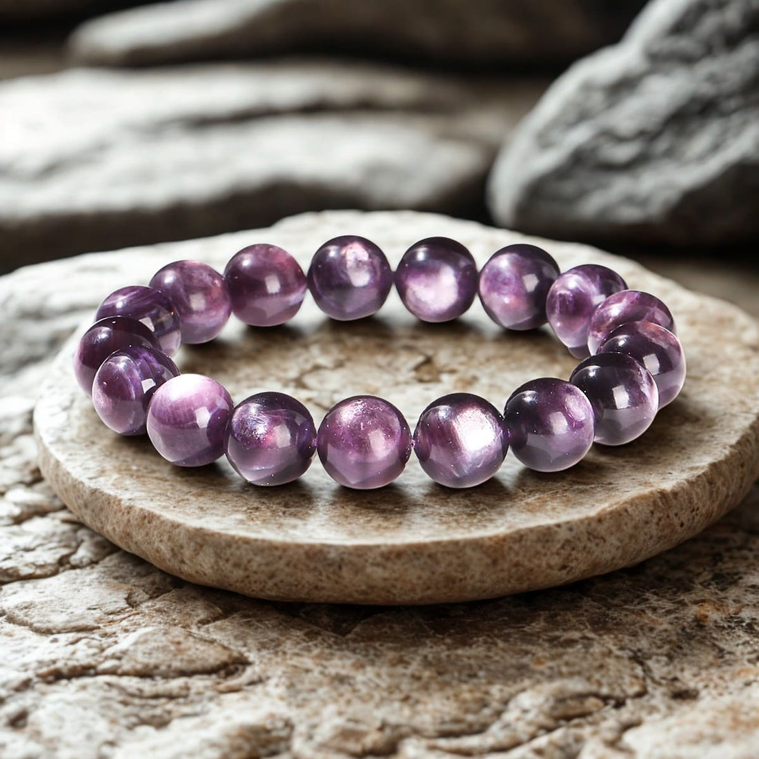 Assorted Healing Crystal Bracelets in natural stones – Amethyst, Rose Quartz, and Black Tourmaline for emotional balance and spiritual energy