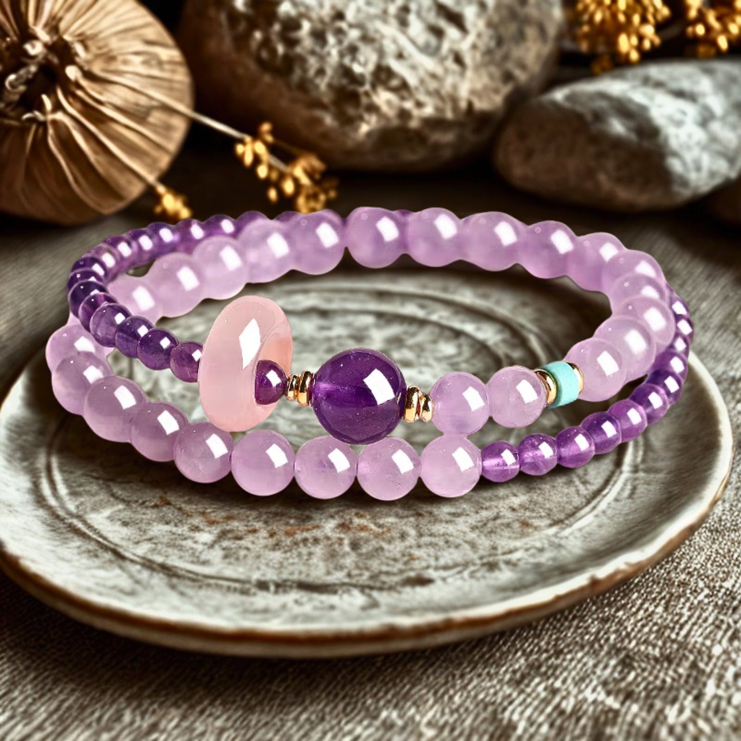 Bracelet double brin en cristal d'améthyste Celestial Whisper