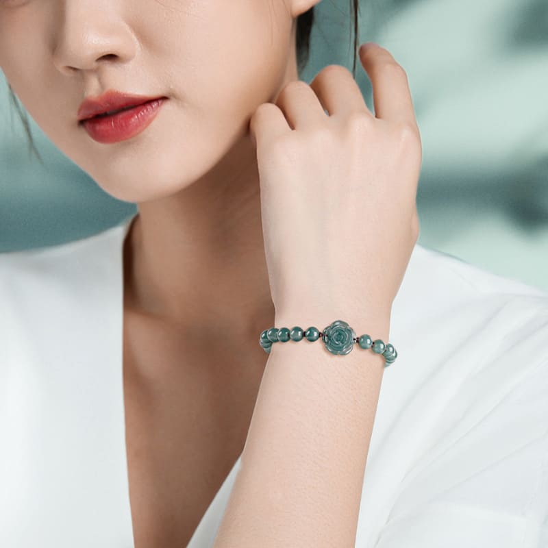 jadeite rose bracelet for heart and throat chakra elegant bracelet for women birthday gift