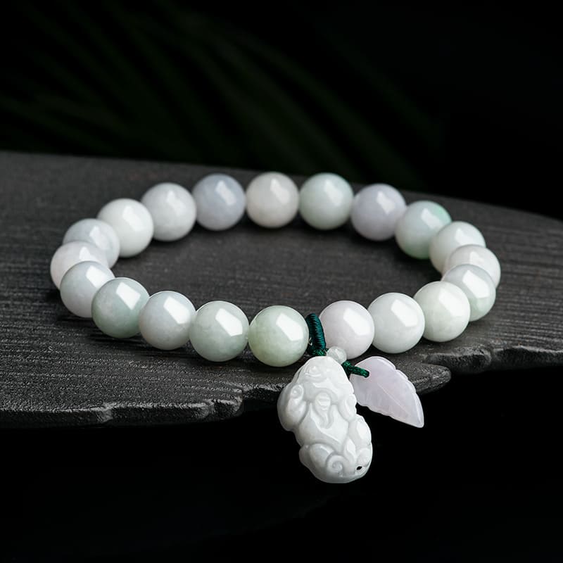 Green & White Jadeite Bead Bracelet