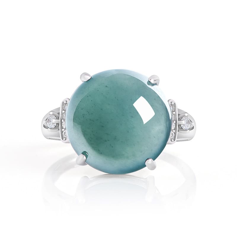 real jadeite cabochon ring in sterling silver