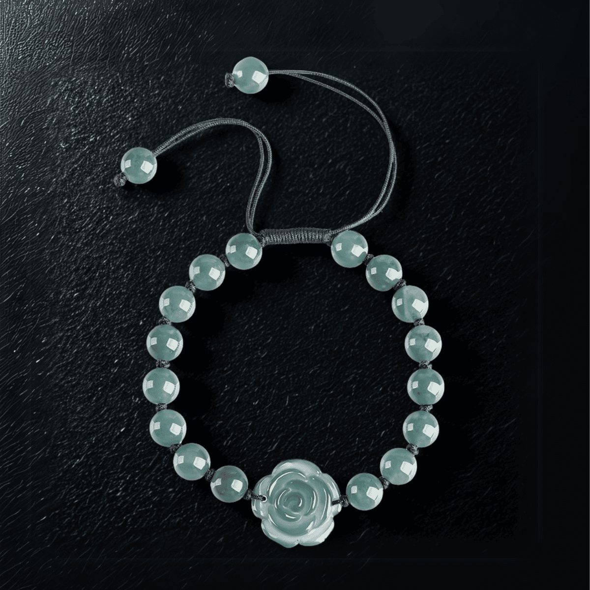 real jade bracelet with rose floral design for women