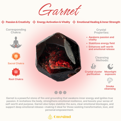 Garnet & Red Hematoid Quartz Crystal Bracelet Ring – Grounding & Vitality
