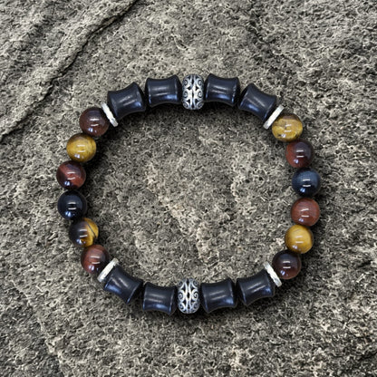 Monk Shield – Custom Chakra Bracelet in Ebony & Tibetan Silver