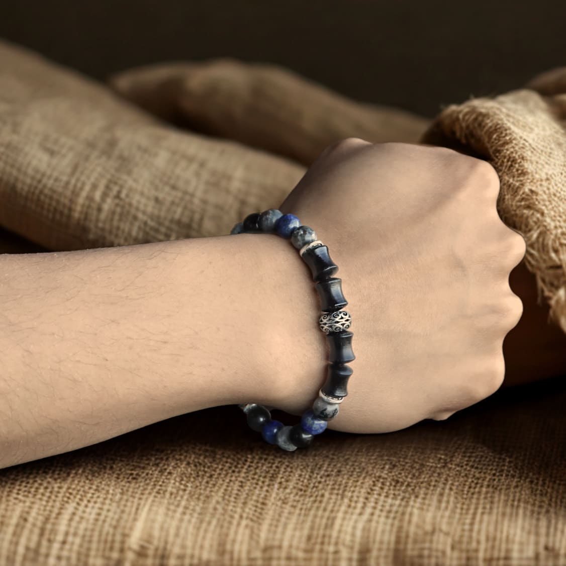 Monk Shield Men beaded crystal bracelet