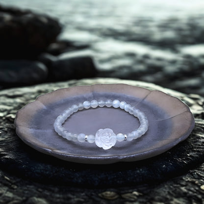 Moonstone & Clear Quartz Rose Bracelet – Divine Feminine Energy with S925 Silver