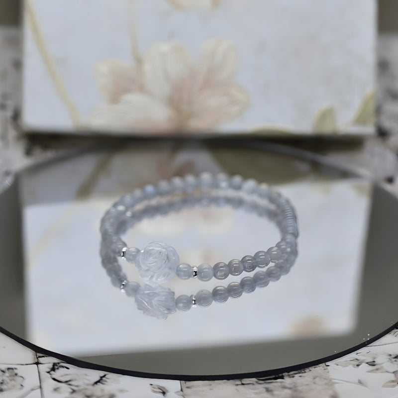 Moonstone & Clear Quartz Rose Bracelet – Divine Feminine Energy with S925 Silver