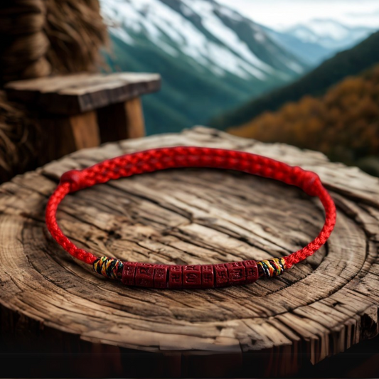 Tibetan Red String Cinnabar Mantra Bracelet | Lucky Charm
