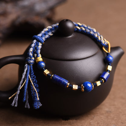 Bracelet en lapiz à nœud tibétain