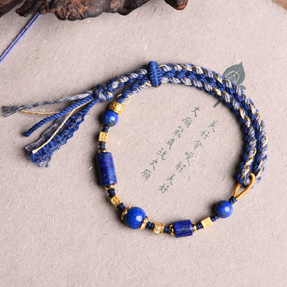 Bracelet en lapiz à nœud tibétain