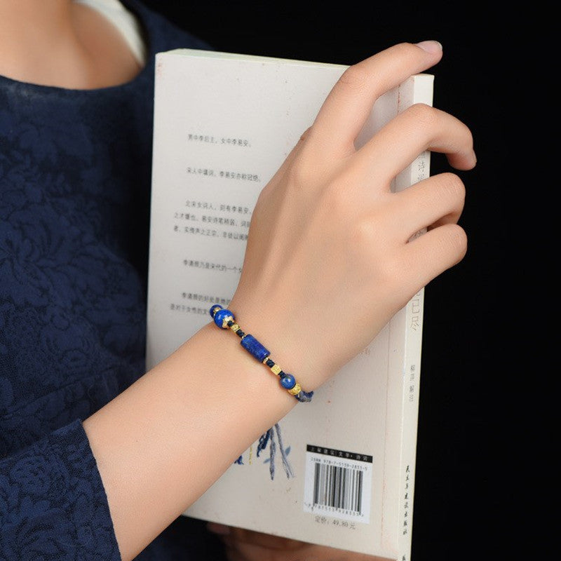 Bracelet en lapiz à nœud tibétain