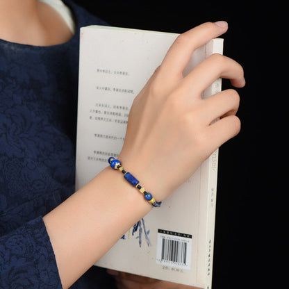 Bracelet en lapiz à nœud tibétain