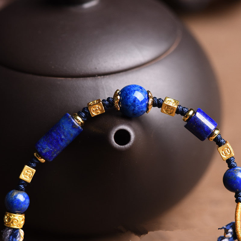 Bracelet en lapiz à nœud tibétain