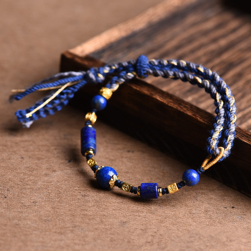 Bracelet en lapiz à nœud tibétain