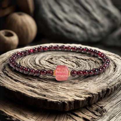 Love &amp; Vitality Rose Passion Granat &amp; Erdbeerquarz Würfel Armband