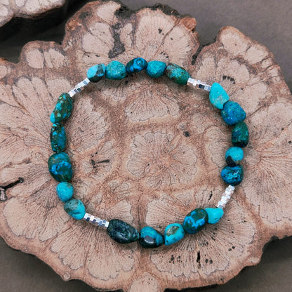 Crystal Natural Freeform Chip Bracelet with S925 Silver | Handmade Healing Energy Bracelet