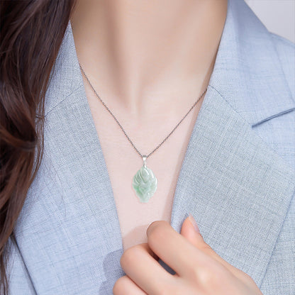 real green jadeite nine-tailed fox necklace spiritual jewelry women